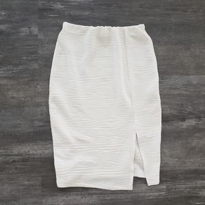 White Front Slit FN High Waisted Midi